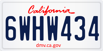 CA license plate 6WHW434