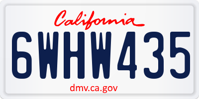 CA license plate 6WHW435