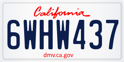 CA license plate 6WHW437