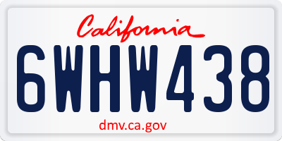 CA license plate 6WHW438