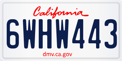 CA license plate 6WHW443