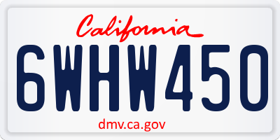CA license plate 6WHW450