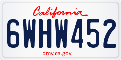 CA license plate 6WHW452