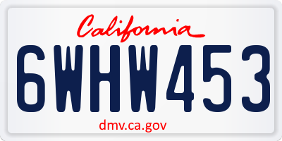 CA license plate 6WHW453