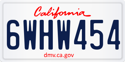 CA license plate 6WHW454