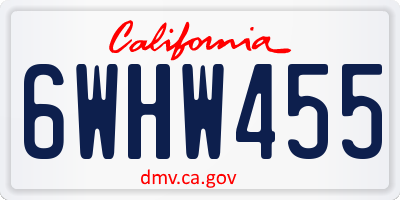 CA license plate 6WHW455