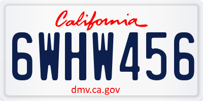 CA license plate 6WHW456