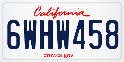 CA license plate 6WHW458