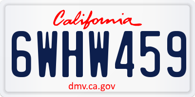 CA license plate 6WHW459