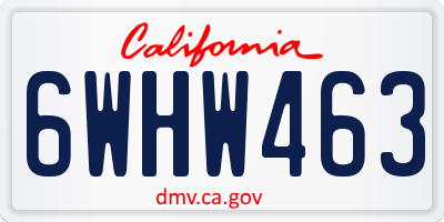 CA license plate 6WHW463