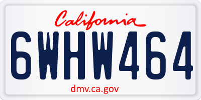 CA license plate 6WHW464