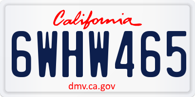 CA license plate 6WHW465