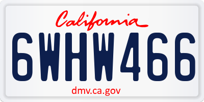 CA license plate 6WHW466