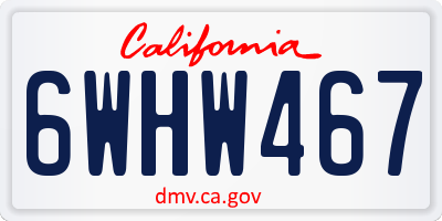 CA license plate 6WHW467