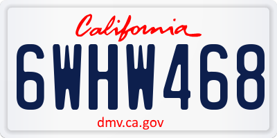 CA license plate 6WHW468