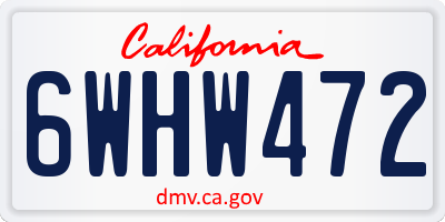 CA license plate 6WHW472