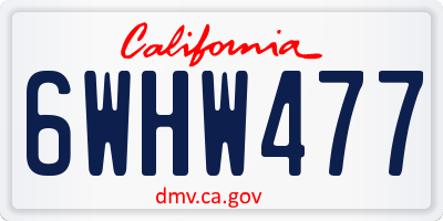CA license plate 6WHW477