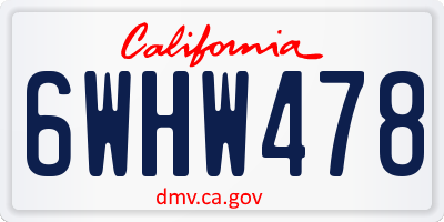 CA license plate 6WHW478
