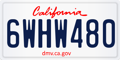 CA license plate 6WHW480
