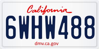 CA license plate 6WHW488