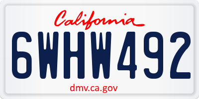 CA license plate 6WHW492