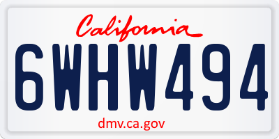 CA license plate 6WHW494