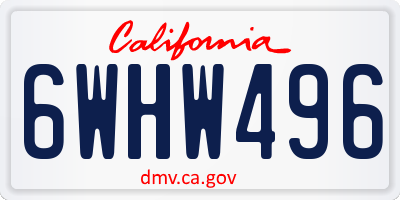 CA license plate 6WHW496