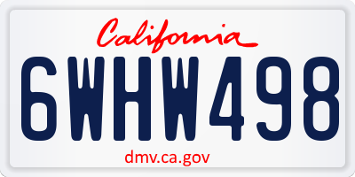 CA license plate 6WHW498