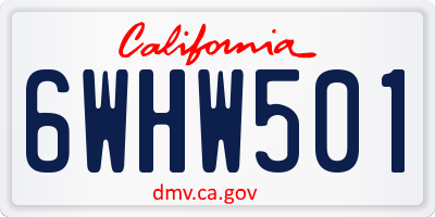 CA license plate 6WHW501