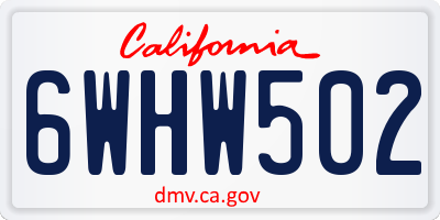CA license plate 6WHW502
