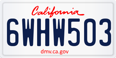 CA license plate 6WHW503