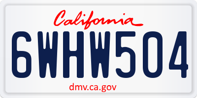 CA license plate 6WHW504