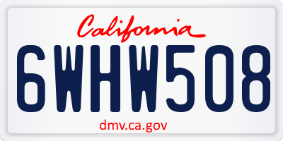 CA license plate 6WHW508