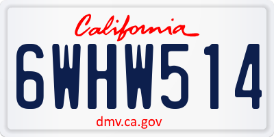 CA license plate 6WHW514