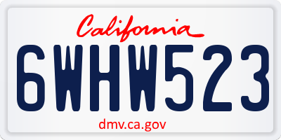 CA license plate 6WHW523
