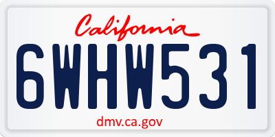CA license plate 6WHW531