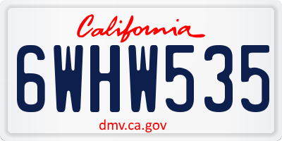 CA license plate 6WHW535