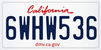 CA license plate 6WHW536