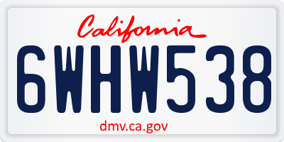 CA license plate 6WHW538