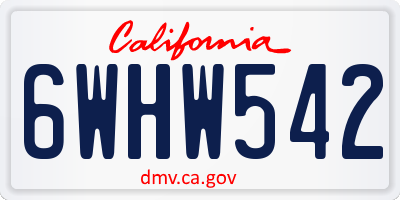 CA license plate 6WHW542