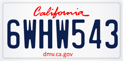 CA license plate 6WHW543