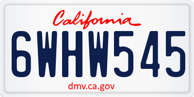 CA license plate 6WHW545