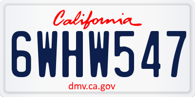 CA license plate 6WHW547
