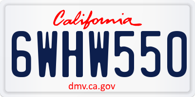 CA license plate 6WHW550