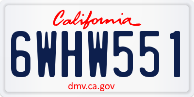 CA license plate 6WHW551