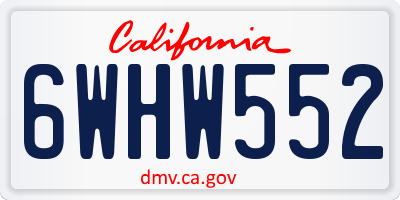 CA license plate 6WHW552
