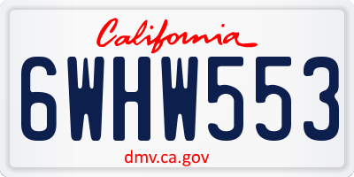 CA license plate 6WHW553