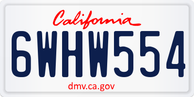 CA license plate 6WHW554