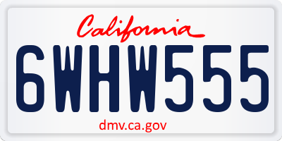 CA license plate 6WHW555