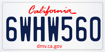 CA license plate 6WHW560